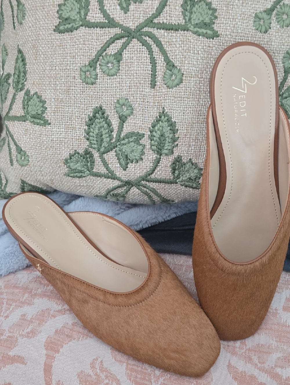 27 EDIT Cognac Brown Slip-On Mules for Women